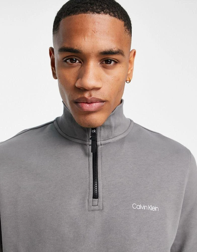 商品Calvin Klein|Calvin Klein small chest logo half zip sweatshirt in grey,价格¥530,第3张图片详细描述