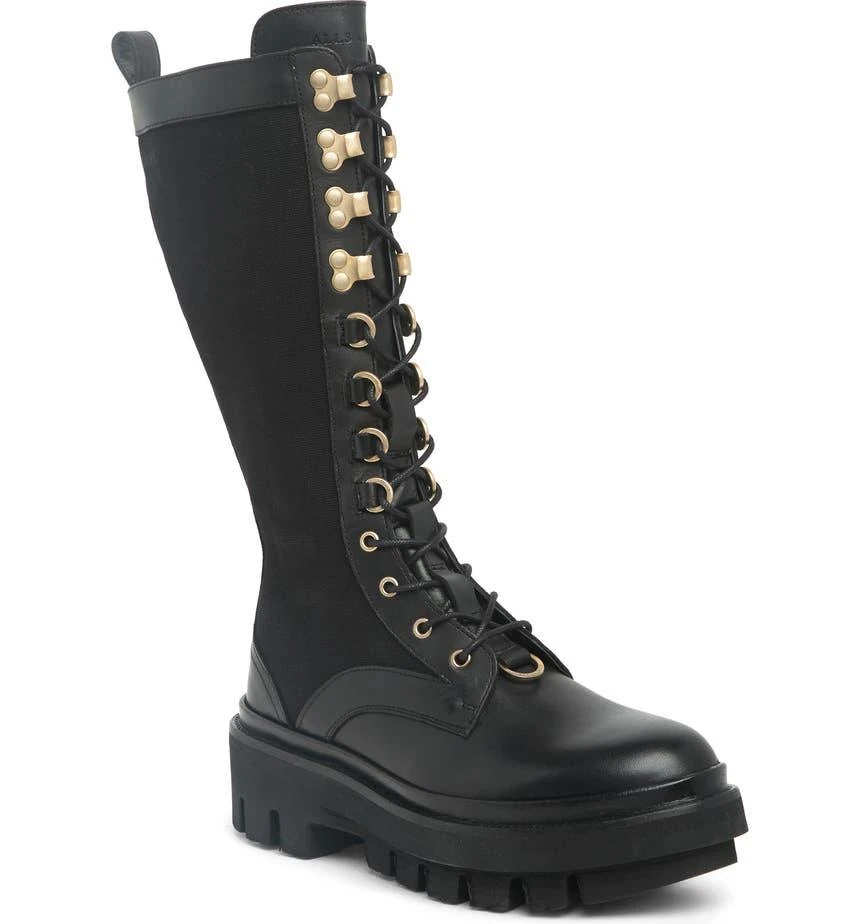 商品ALL SAINTS|Beth Leather & Canvas Tall Platform Boot,价格¥661,第1张图片