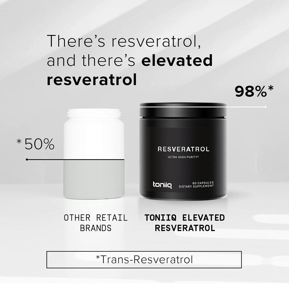 商品Toniiq|Ultra High Purity Resveratrol Capsules - 98% Trans-Resveratrol - Highly Purified and Highly Bioavailable - 60 Caps Reservatrol Supplement,价格¥157-¥337,第6张图片详细描述