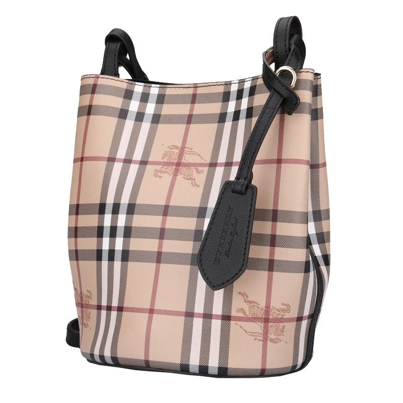 商品Burberry|【现货】博柏利经典格纹单肩包斜挎水桶包 两色可选,价格¥4435,第1张图片