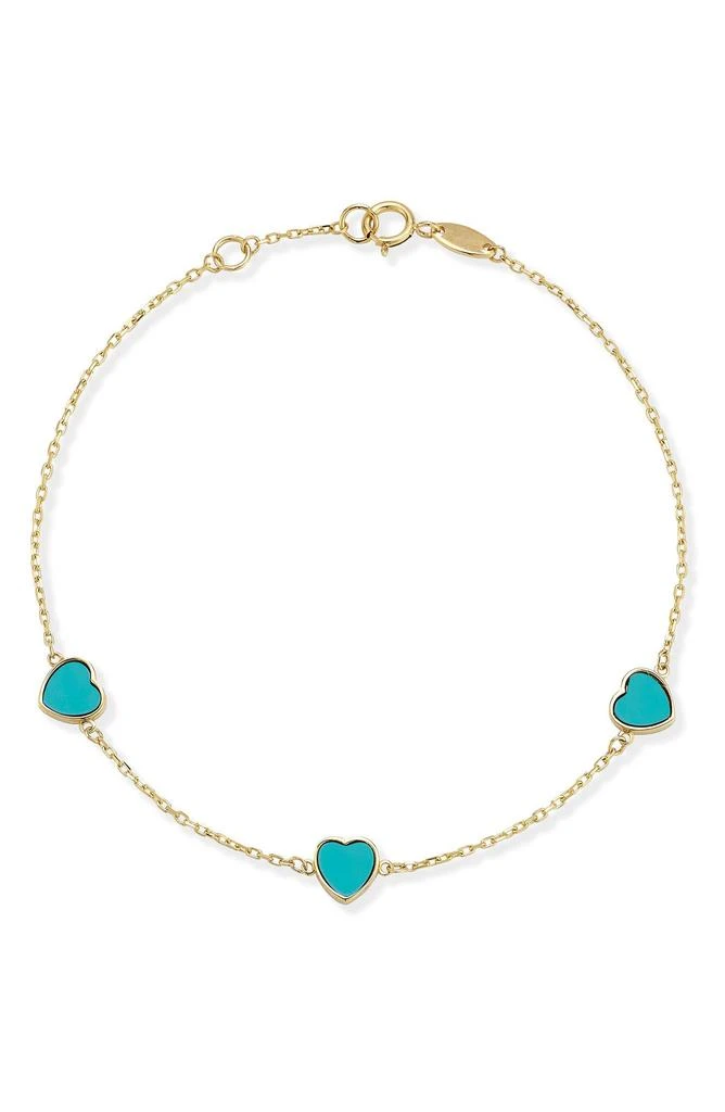 商品Ember Fine Jewelry|Turquoise Heart Station Chain Bracelet,价格¥2735,第1张图片