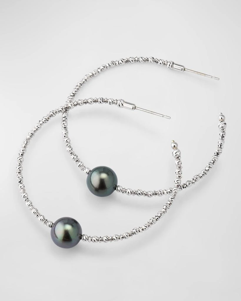 商品Pearls By Shari|18K White Gold Tahitian Pearl Hoop Earrings,价格¥21608,第3张图片详细描述