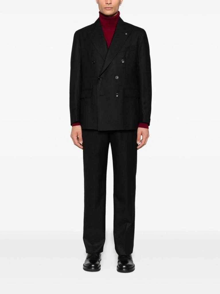 商品TAGLIATORE|Black Double-Breasted Suit With Peak Lapels,价格¥10311,第2张图片详细描述