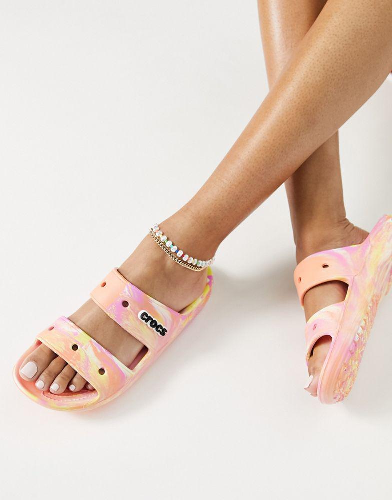 Crocs classic sandals in papaya marble商品第3张图片规格展示