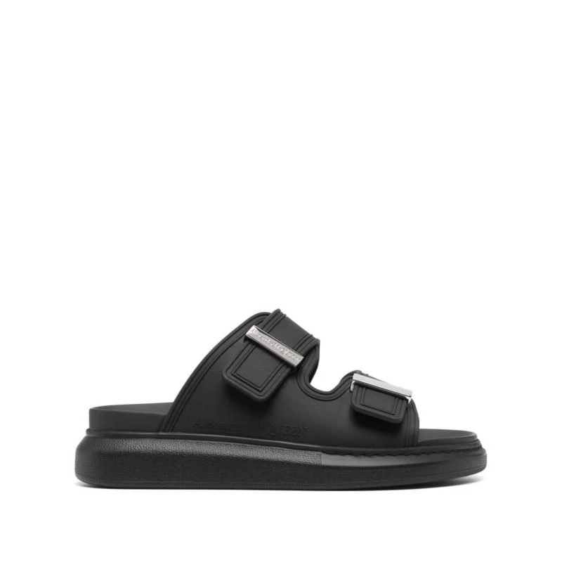 商品Alexander McQueen|ALEXANDER MCQUEEN 黑色女士平底凉鞋 658063-W4Q51-1081,价格¥2251,第1张图片