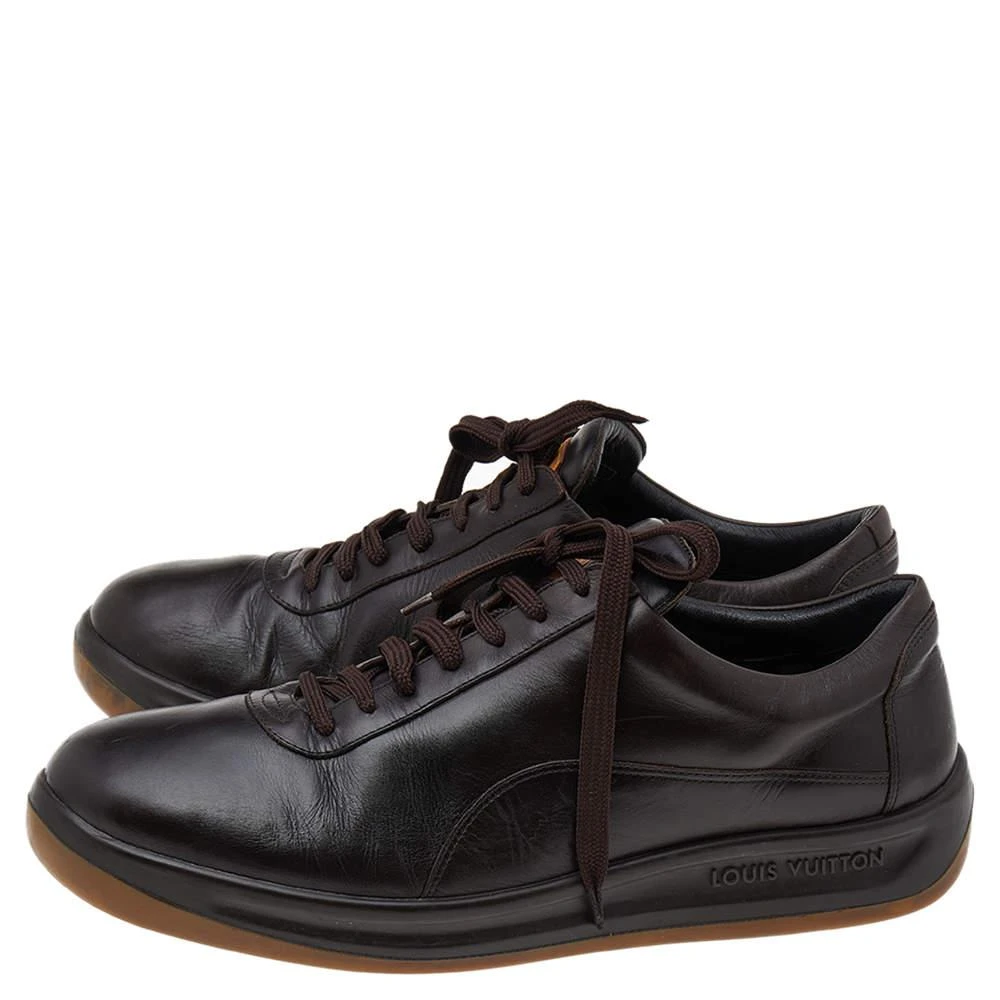 商品[二手商品] Louis Vuitton|Louis Vuitton Dark Brown Leather Low Top Sneakers Size 44.5,价格¥3103,第4张图片详细描述