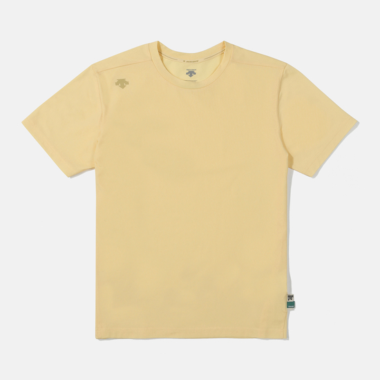 【享贝家】DESCENTE 迪桑特 侧肩小标圆领运动短袖T恤 黄色 SN323UTS71（现采购商品，下单后12天内发货）商品第1张图片规格展示