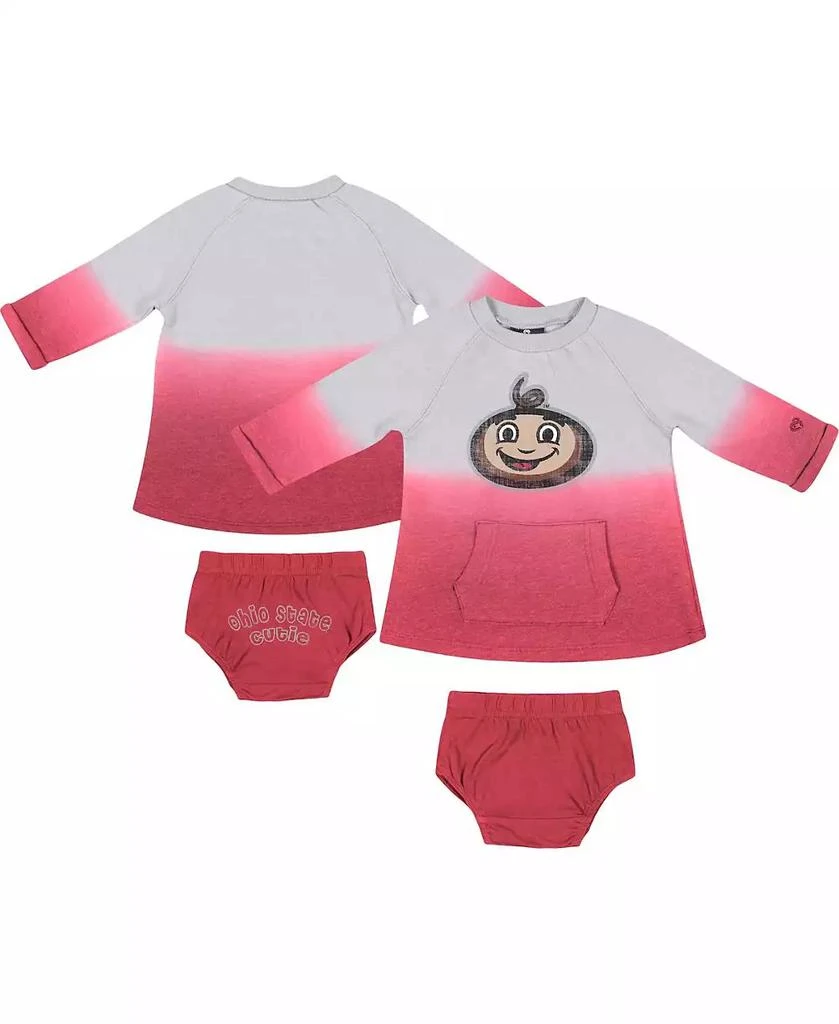 商品Colosseum|Newborn and Infant Boys and Girls Gray, Scarlet Ohio State Buckeyes Hand in Hand Ombre Dress and Bloomers Set,价格¥226,第4张图片详细描述