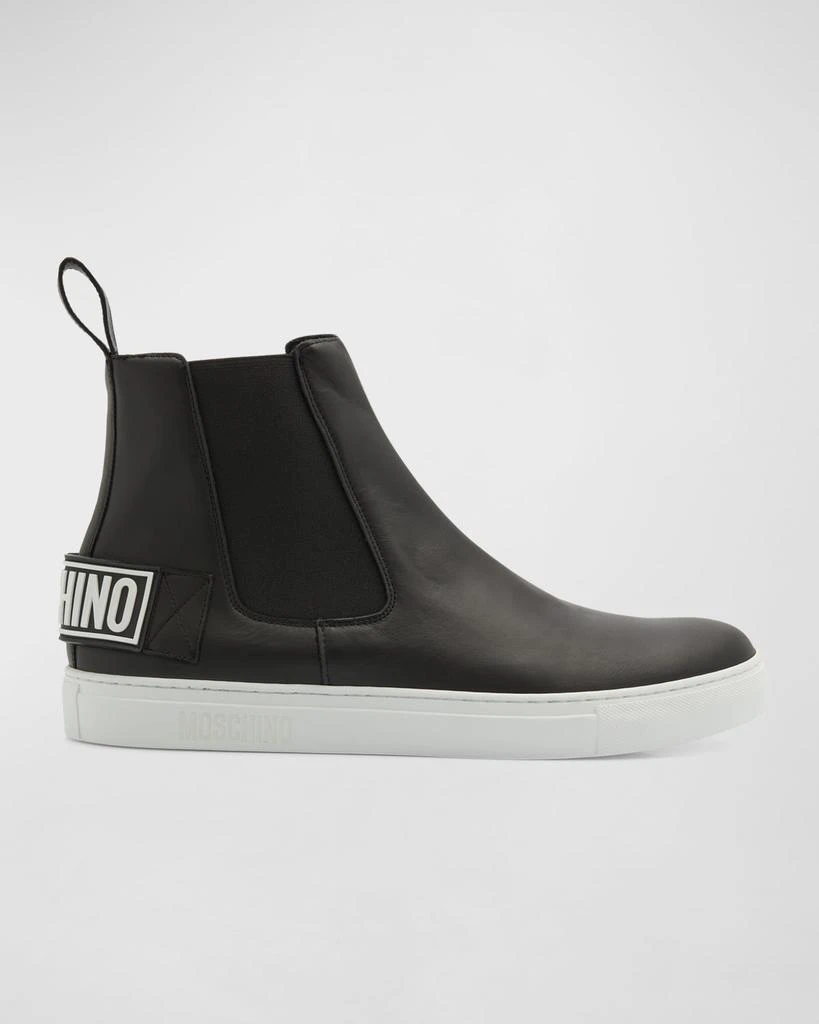 商品Moschino|Men's Logo Leather Chelsea Boot Sneakers,价格¥2971,第1张图片