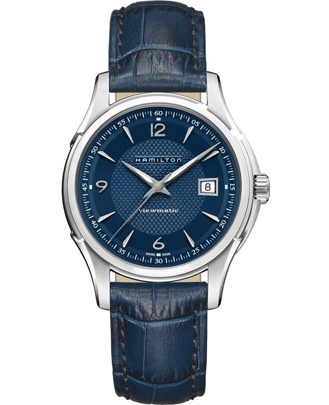 商品Hamilton|Hamilton Jazzmaster Viewmatic Auto Blue Dial Leather Strap Men's Watch H32515641,价格¥5601,第1张图片