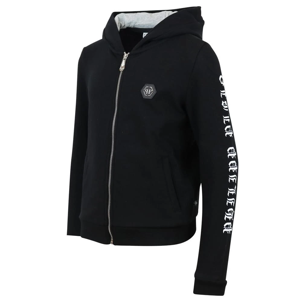 商品Philipp Plein|Black & White Skull Zip Up Hoodie,价格¥1114,第3张图片详细描述