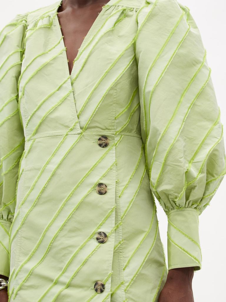 商品Ganni|Striped V-neck taffeta midi dress,价格¥775,第5张图片详细描述