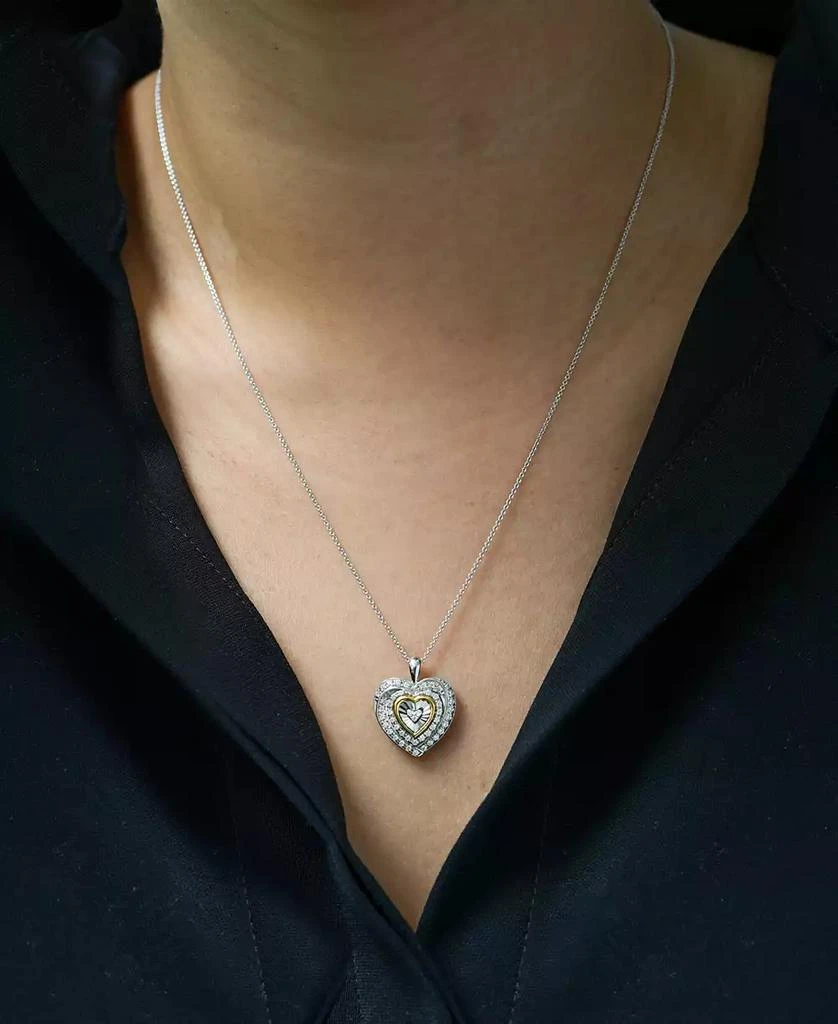 商品Macy's|Diamond Heart 18" Pendant Necklace (1/4 ct. t.w.) in Sterling Silver and 14k Gold-Plate, Created for Macy's,价格¥659,第2张图片详细描述