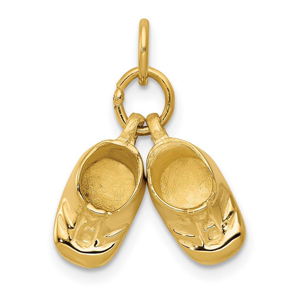 Baby Shoes Charm in 14k Polished Yellow Gold商品第1张图片规格展示