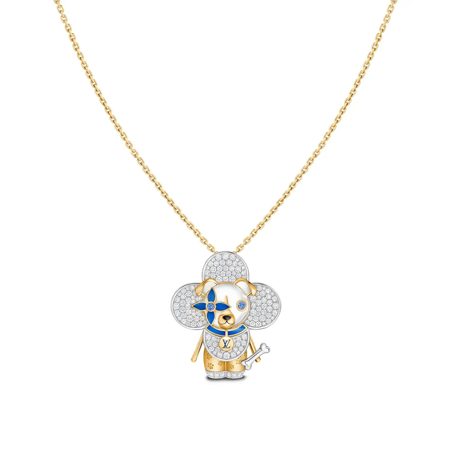 【预售】 LV路易威登 24秋冬 女士 吊坠 VIVIENNE DOG 18K 金漆光钻石彩色宝石项链 Q93982 商品