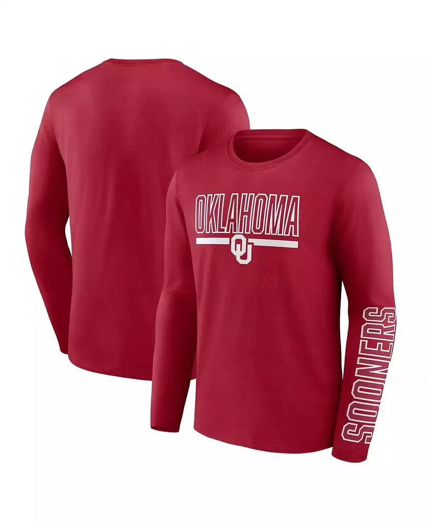 商品Fanatics|Men's Crimson Oklahoma Sooners Modern Two-Hit Long Sleeve T-shirt,价格¥265,第1张图片