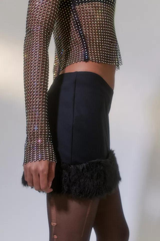 UO Milla Faux Fur Trim Mini Skirt商品第5张图片规格展示