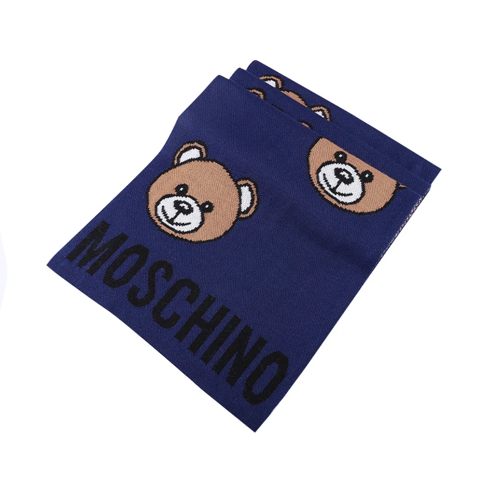 MOSCHINO 男女同款藏蓝色羊毛+腈纶大只熊披肩/围巾 30571-M2164-013 商品