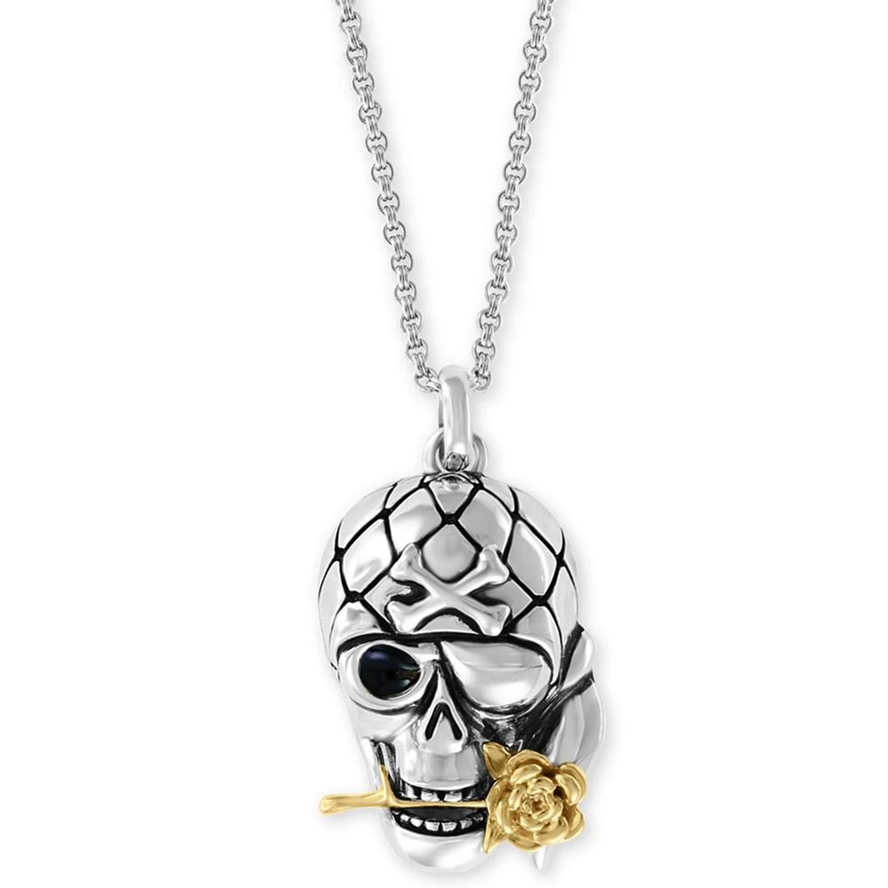 商品Effy|EFFY® Men's Two-Tone Skull & Rose 20" Pendant Necklace in Sterling Silver & 18k Gold-Plate,价格¥1800,第1张图片