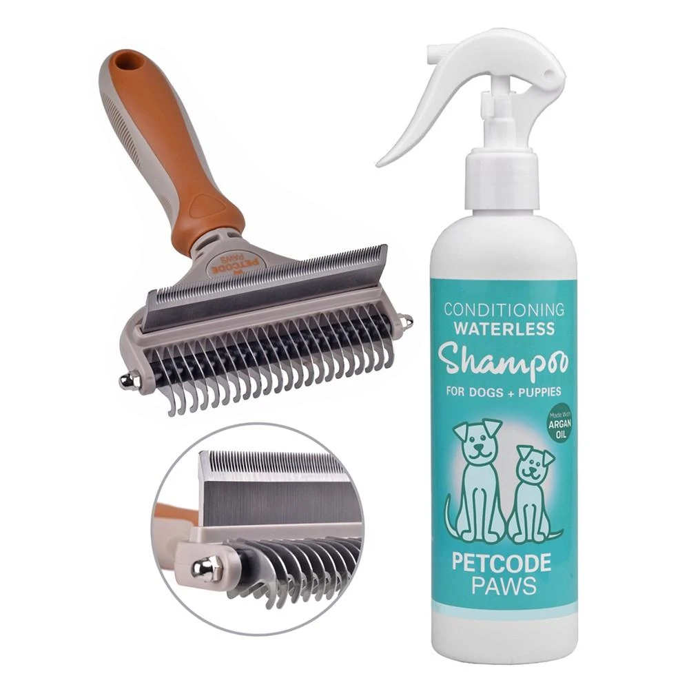 商品Petcode Paws|Dog Detangling Kit with Duo Brush and Leave- in Shampoo Conditioner Spray,价格¥276,第1张图片