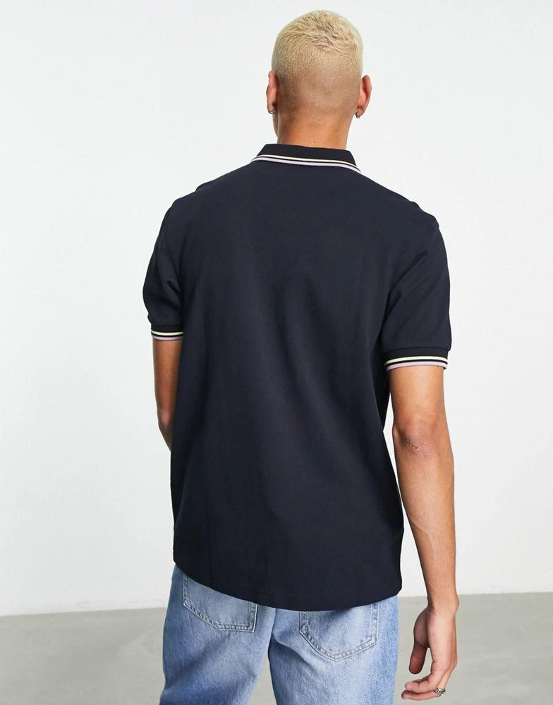 商品Fred Perry|Fred Perry twin tipped polo shirt in navy,价格¥474,第2张图片详细描述