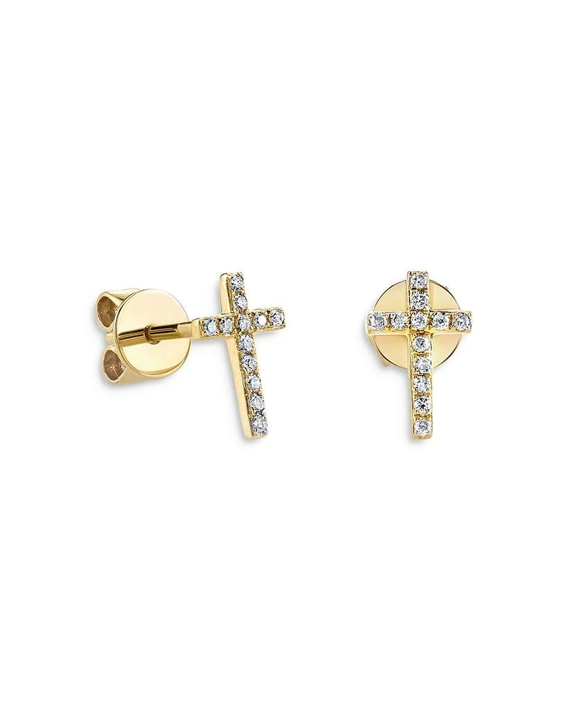 商品Sydney Evan|14K Yellow Gold Diamond Mini Cross Stud Earrings,价格¥5521,第1张图片