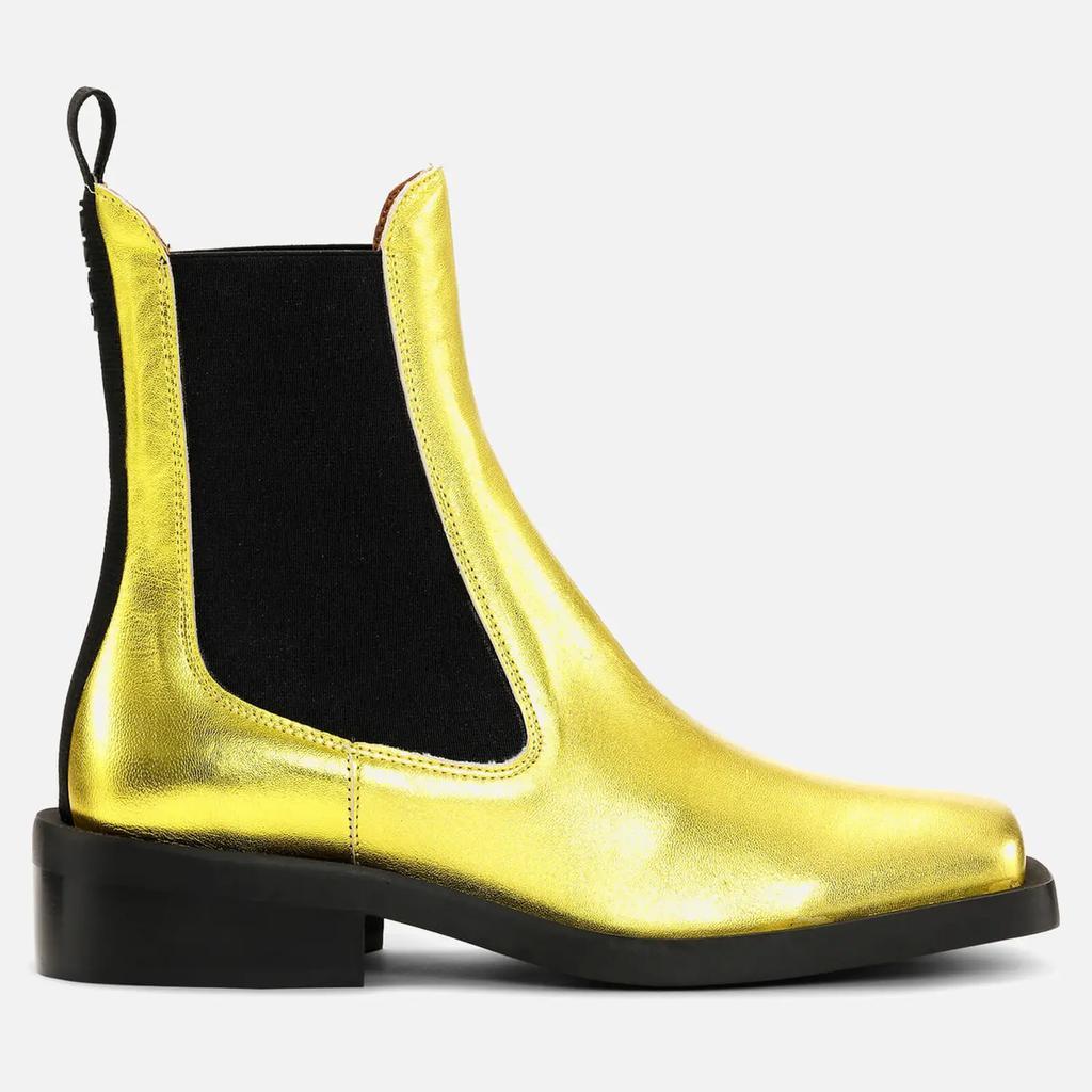商品Ganni|Ganni Women's Metallic Leather Chelsea Boots - Gold,价格¥1497,第1张图片