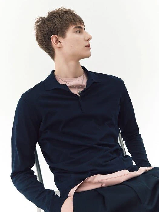 商品FRONTROW MEN|Cool-Yarn Knit Polo Shirt,价格¥816,第2张图片详细描述