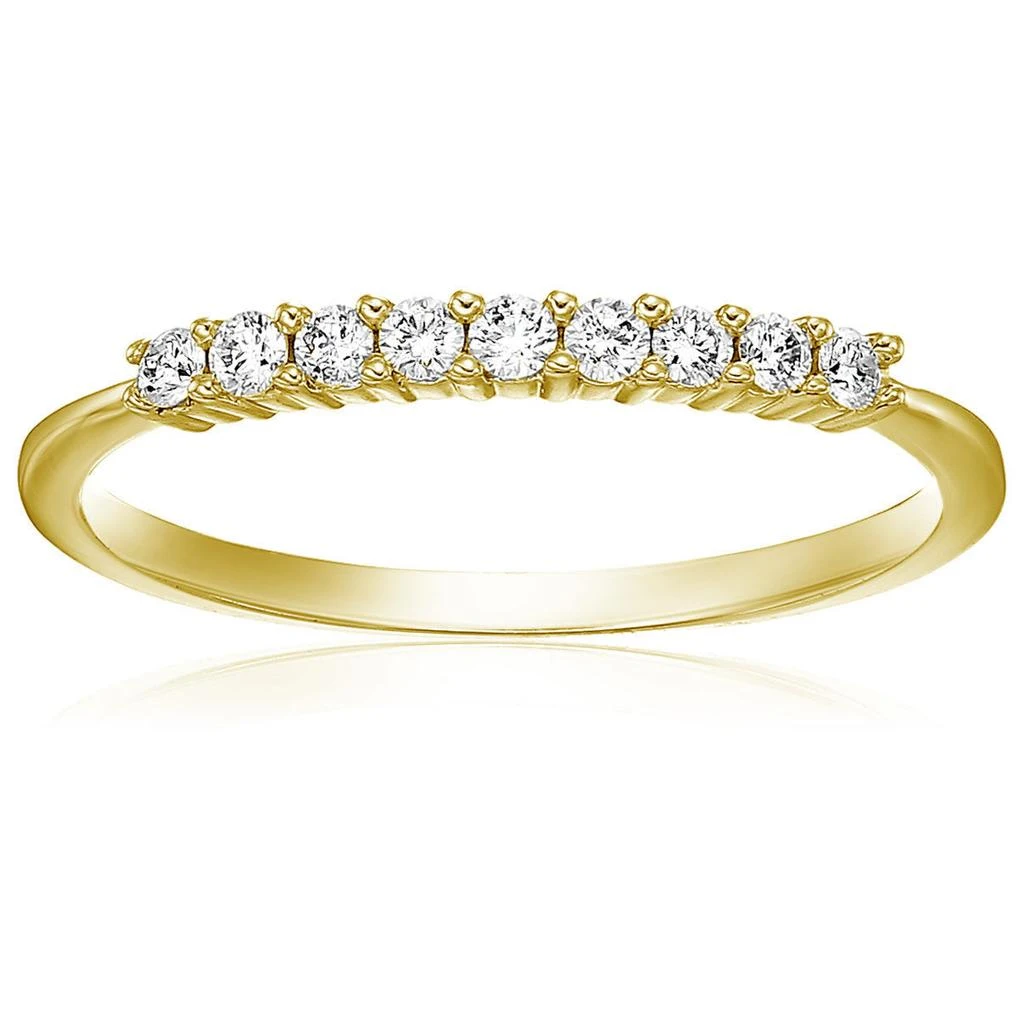 1/3 cttw Diamond Wedding Band 14K White or Yellow Gold 9 Stones Prong Set Round 商品