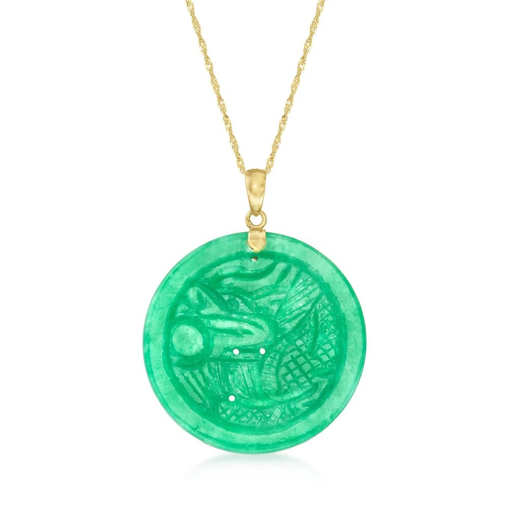 商品Ross-Simons|Ross-Simons Carved Jade Pendant Necklace in 14kt Yellow Gold,价格¥1512,第1张图片