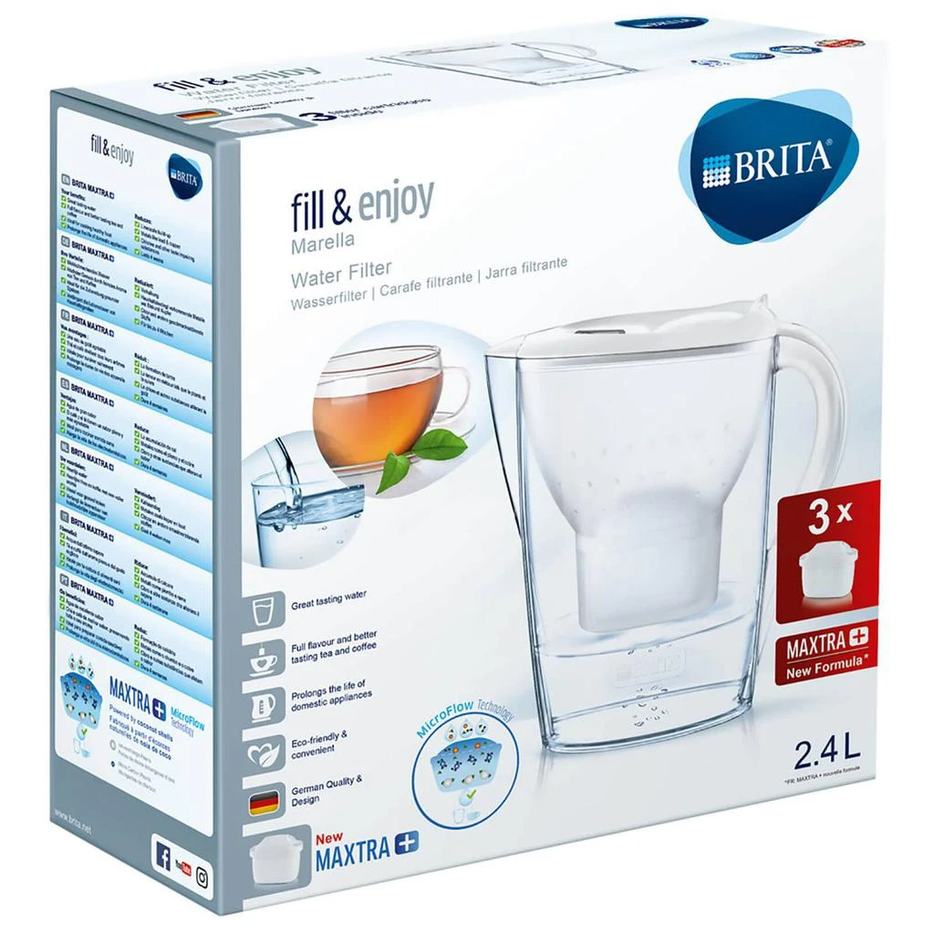 商品BRITA|BRITA Maxtra+ Marella Cool Water Filter Jug Starter Pack with 3 Cartridges - White,价格¥169,第1张图片