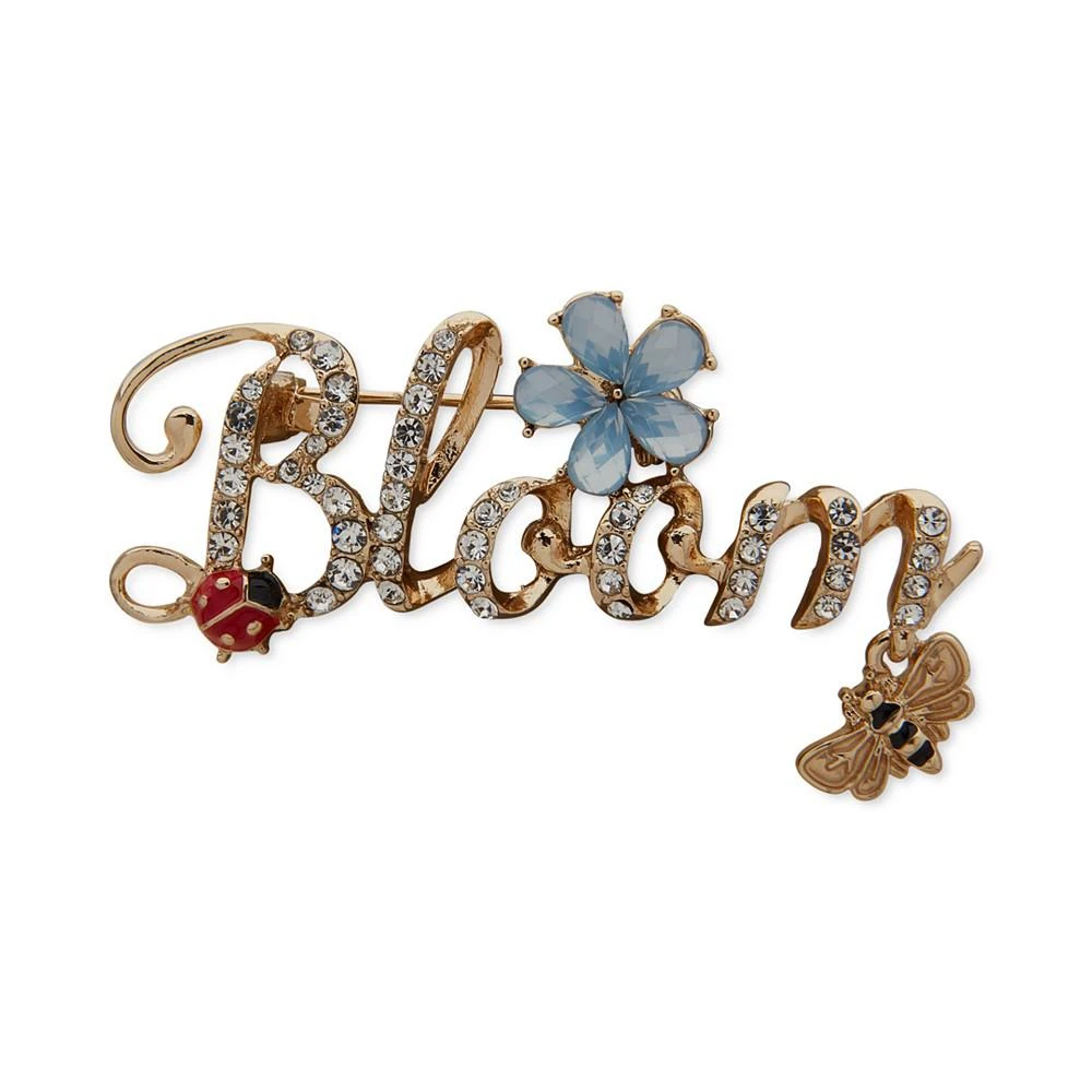 商品Anne Klein|Gold-Tone Crystal & Stone Bloom Script Pin,价格¥105,第1张图片