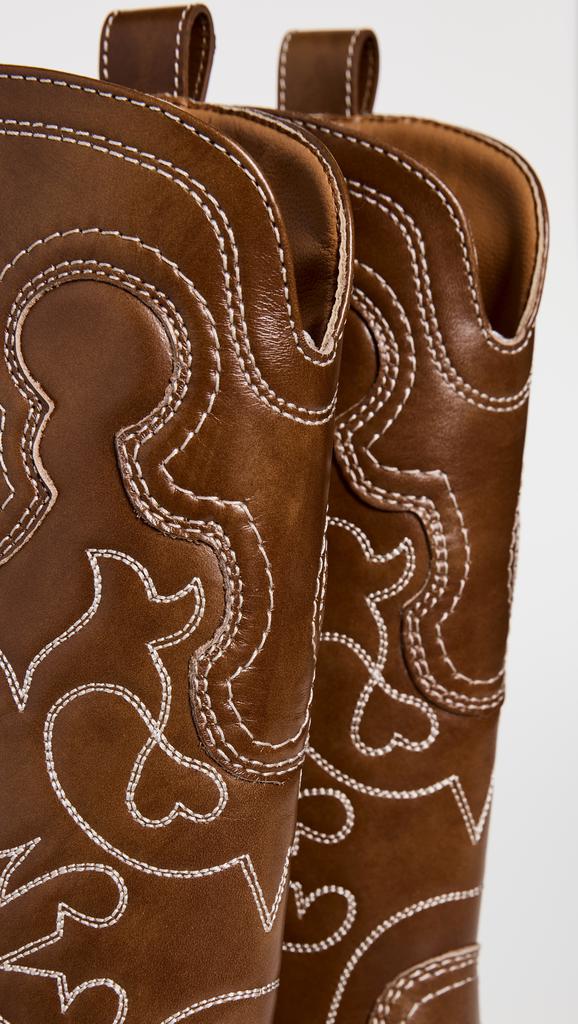 GANNI 刺绣西部风格中筒靴子商品第4张图片规格展示