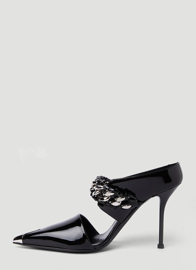 商品Alexander McQueen|Punk Chain High Heel Mules in Black,价格¥7803,第5张图片详细描述