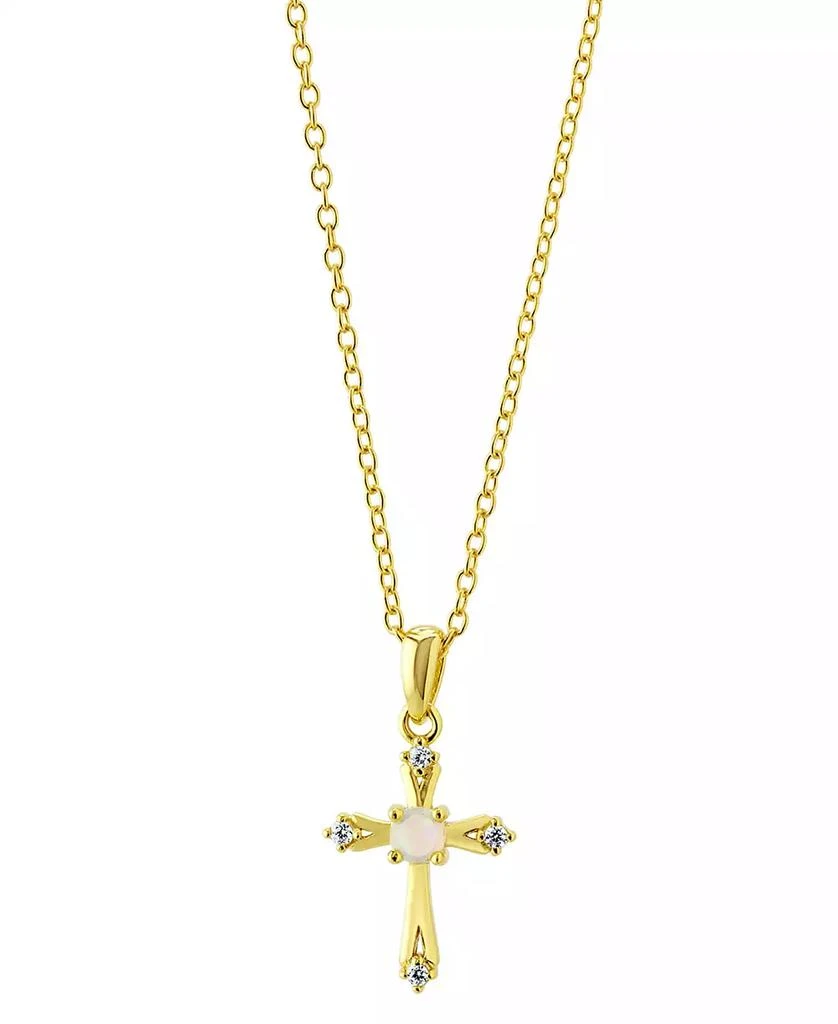 商品Giani Bernini|Simulated Opal (3/8 ct. t.w.) & Cubic Zirconia Cross 18" Pendant Necklace in 18k Gold-Plated Sterling Silver, Created for Macy's,价格¥141,第1张图片