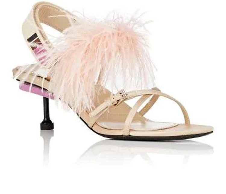 商品Prada|Feather-Embellished Satin Slingback Sandals,价格¥5125,第2张图片详细描述