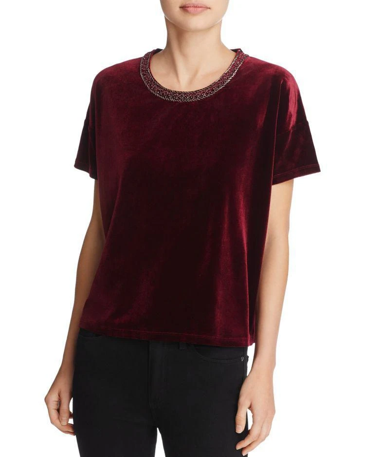 商品The Kooples|Velvet & Embroidery Tee - 100% Exclusive,价格¥535,第1张图片