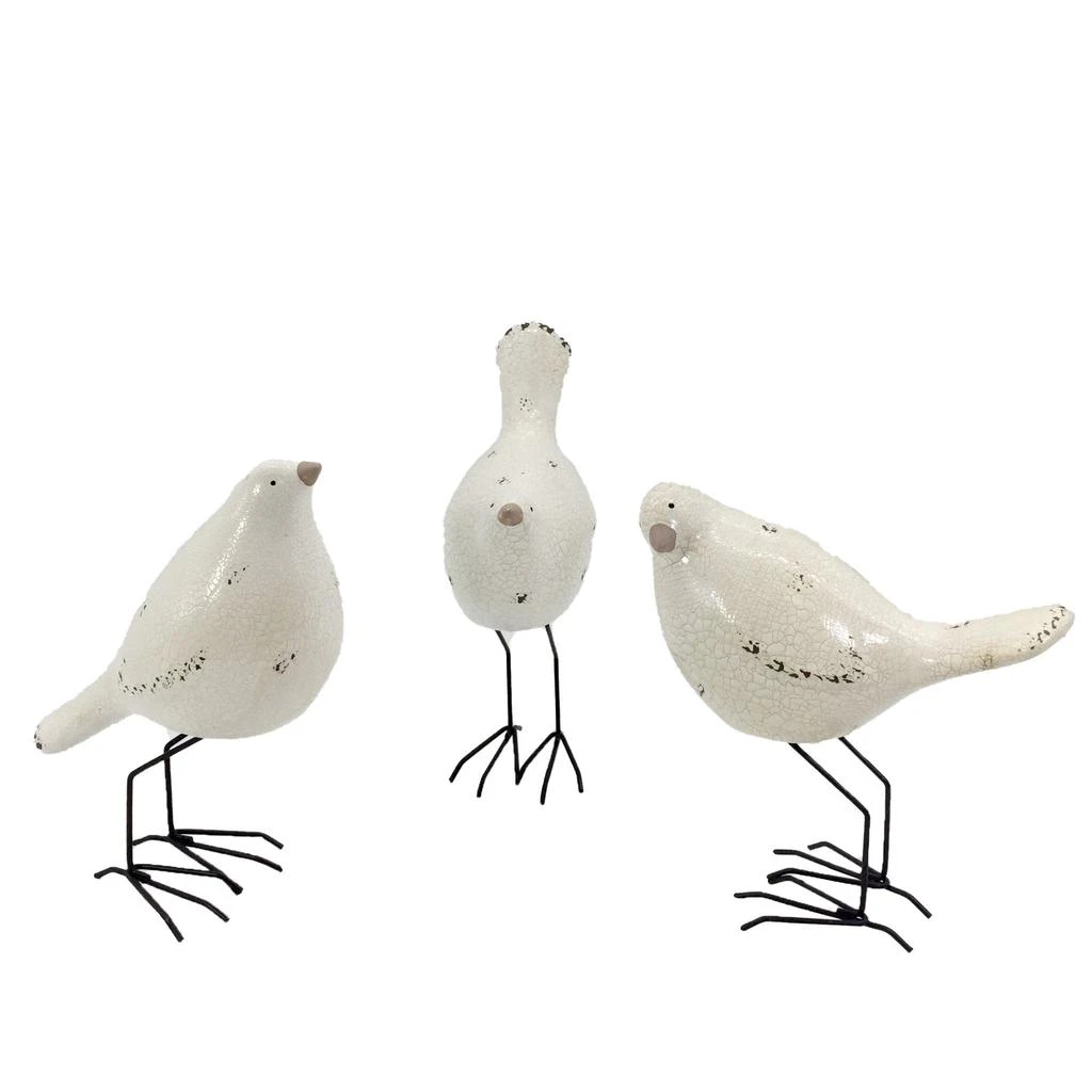 商品Homezia|Set of Three White and Black Polyresin and Metal Bird Sculptures,价格¥467,第2张图片详细描述