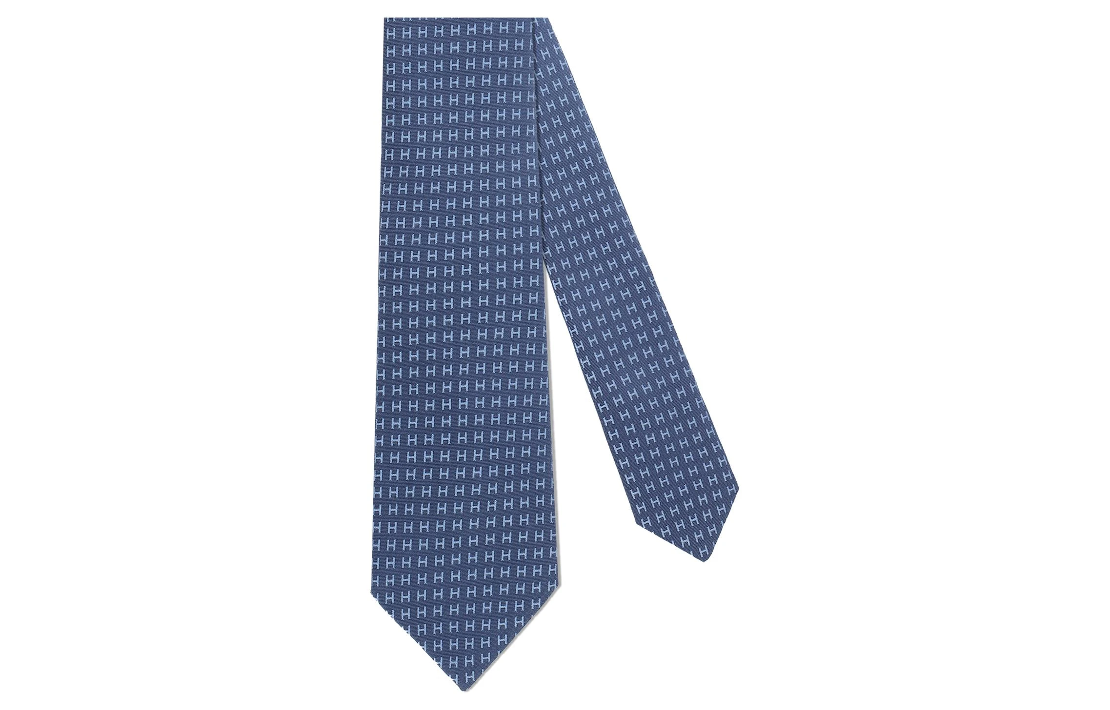 商品[国内直发] Hermes|爱马仕 H印花 纯色 真丝 领带 男女同款情侣款 蓝色,价格¥2159,第1张图片