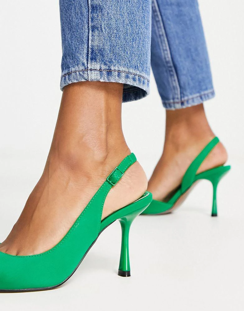 商品ASOS|ASOS DESIGN Simmer slingback stiletto mid shoes in green,价格¥220,第2张图片详细描述