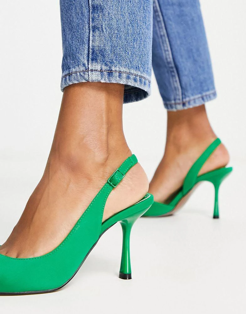 商品ASOS|ASOS DESIGN Simmer slingback stiletto mid shoes in green,价格¥248,第2张图片详细描述