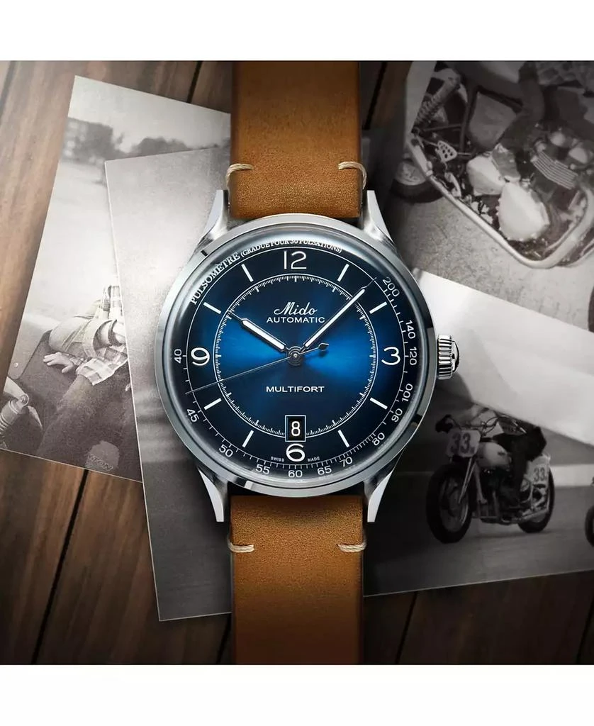 商品MIDO|Men's Swiss Automatic Multifort Patrimony Pulsometer Brown Leather Strap Watch 40mm,价格¥7267,第5张图片详细描述