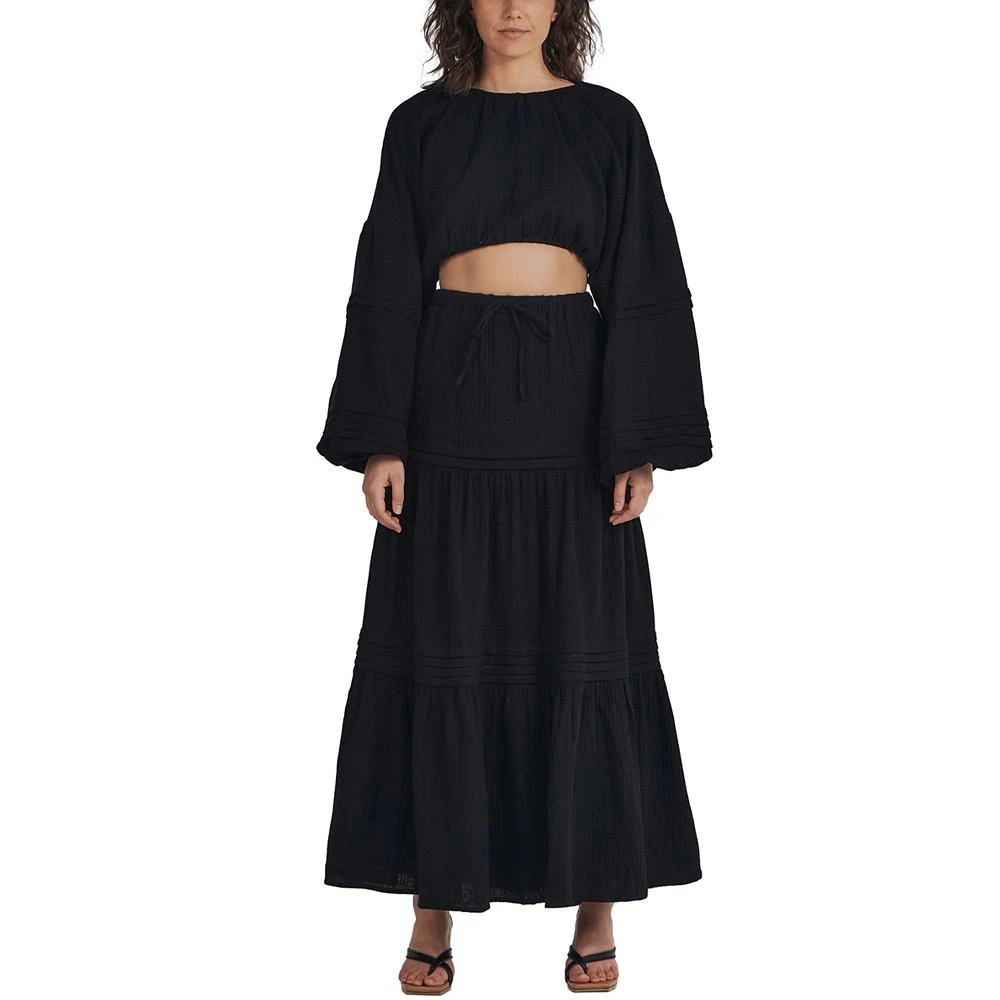 商品Charlie Holiday|Monica Tiered Cotton Maxi Skirt,价格¥154,第1张图片