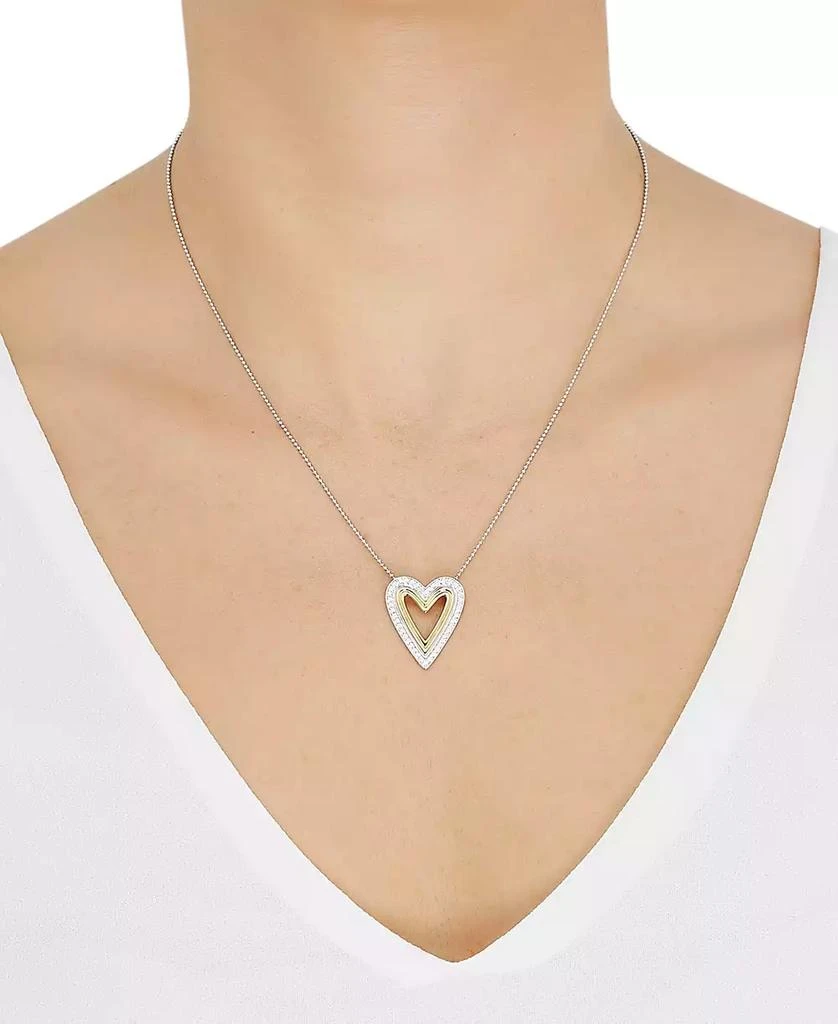 商品Macy's|Cubic Zirconia Heart 18" Pendant Necklace in Sterling Silver & 14k Gold-Plate,价格¥391,第2张图片详细描述