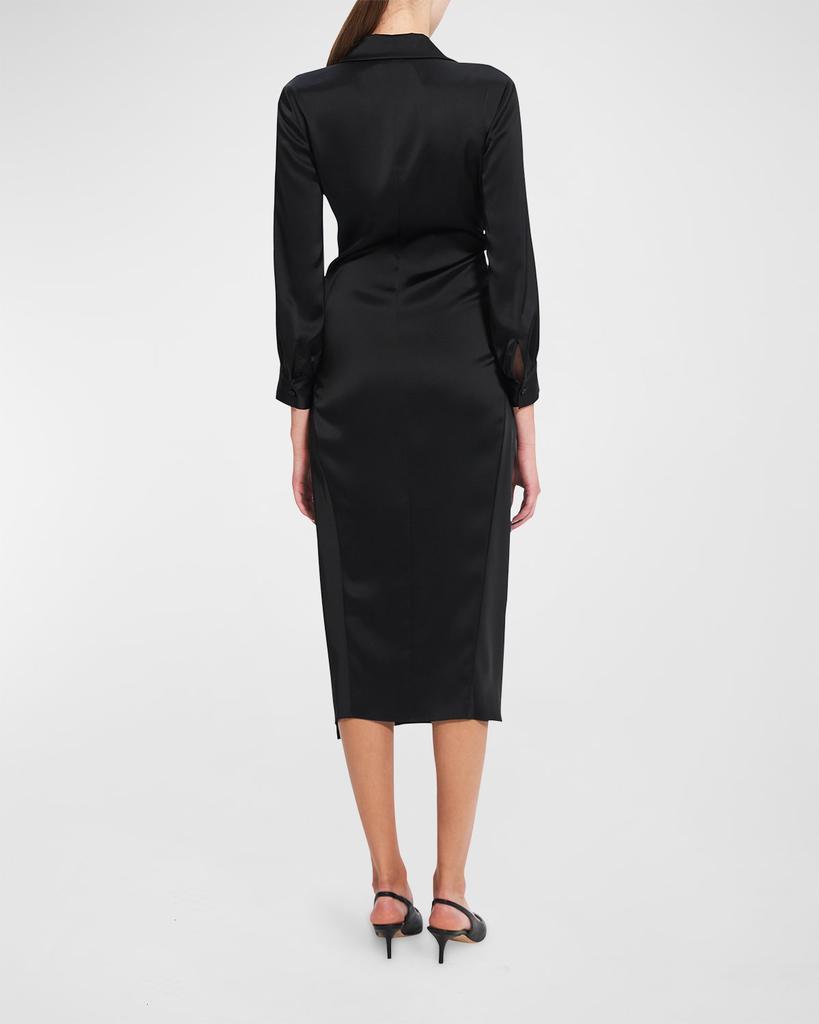 商品Theory|Twisted-Front Satin Midi Dress,价格¥1261,第6张图片详细描述