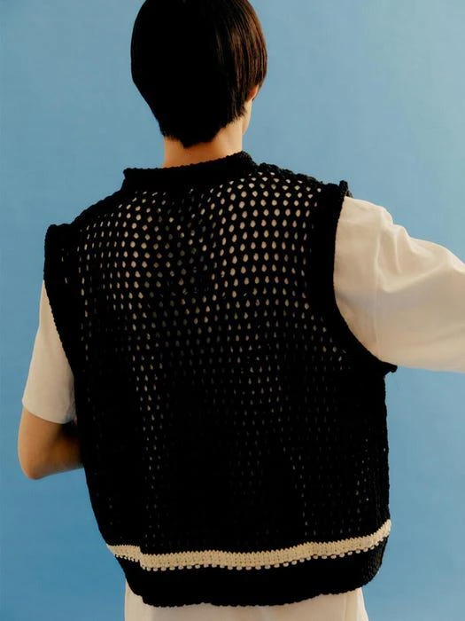 商品MOONSUN|Honeycomb Knit Vest_Black,价格¥909,第1张图片
