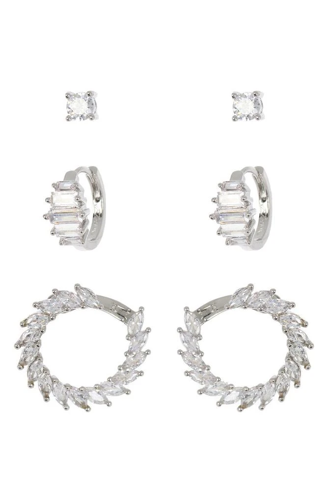 商品Nordstrom|3-Piece Silver-Tone CZ Earring Set,价格¥99,第1张图片