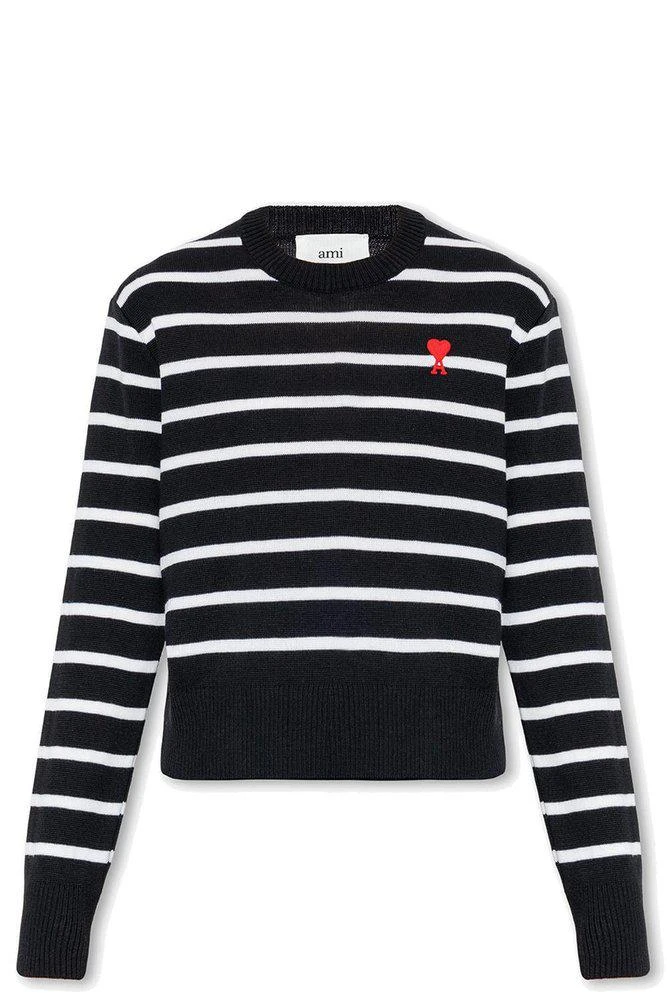 商品AMI|AMI Paris Ami De Coeur Striped Knitted Jumper,价格¥2003,第1张图片