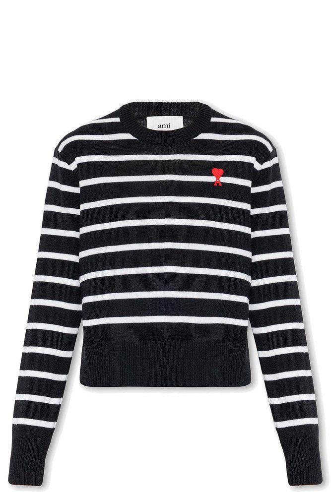 商品AMI|AMI Paris Ami De Coeur Striped Knitted Jumper,价格¥1711-¥1744,第1张图片