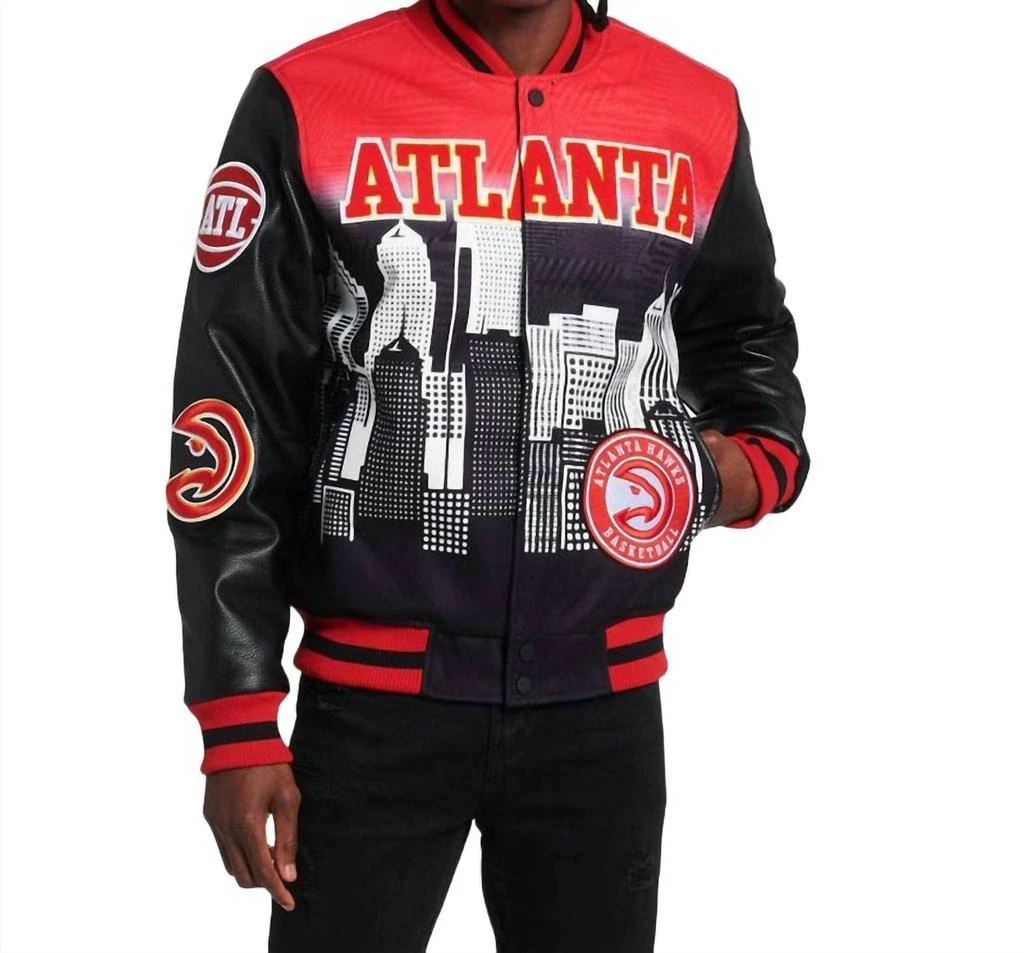 商品Pro Standard|Men's Atlanta Hawks Intervarsity Jacket In Black/red,价格¥1271,第1张图片